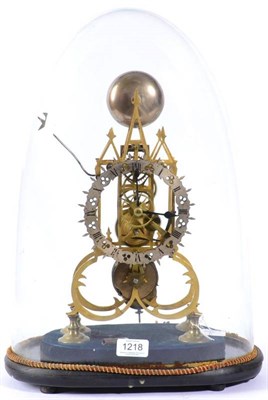 Lot 1218 - A Brass Skeleton Mantel Timepiece with Passing Strike, circa 1880, single fusee movement with...