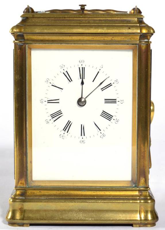 Lot 1237 - A Brass Striking and Repeating Carriage Clock, stamped Soldano on the Platform Escapement,...
