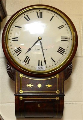 Lot 1243 - A Mahogany Drop Dial Wall Timepiece, retailed by Wm Latch, Newport, circa 1835, brass inlaid trunk