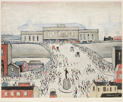 Lot 713 - After Laurence Stephen Lowry RA (1887-1976)  "Station Approach " Signed in pencil, with the...