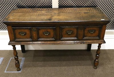 Lot 1352 - A Joined Oak Dresser, of small proportions, with two moulded drawers above a moulded base, on...
