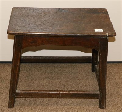 Lot 1359 - An Early 18th Century Oak Joint Stool, of rectangular form above a shaped apron, on square...