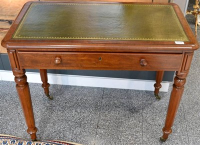Lot 1377 - A Victorian Mahogany Writing Table, circa 1870, with a green and gilt leather writing surface above