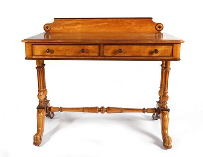 Lot 1384 - A Late Victorian Mahogany and Satin Birch Dressing or Writing Table, stamped Johnstone & Jeanes, 67
