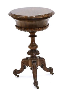 Lot 1386 - An Early Victorian Rosewood Circular Teapoy, mid 19th century, with hinged lid enclosing four...