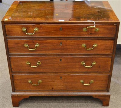 Lot 1393 - A Mahogany, Crossbanded and Pine Sided Straight Front Chest, with four long graduated drawers,...