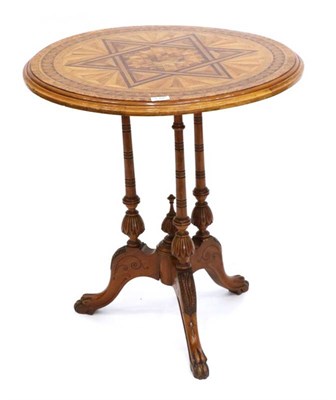 Lot 1395 - A Late Victorian Walnut and Parquetry Decorated Occasional Table, late 19th century, the...
