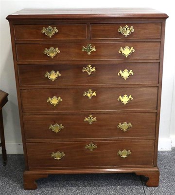 Lot 1398 - A Mid 18th Century Walnut and Pine Lined Straight Front Chest, with two short over five long...