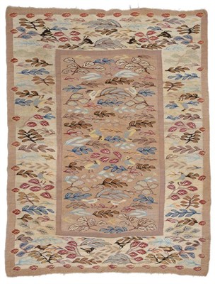 Lot 925 - Bessarabian Kilim Central Europe The faded wheat field of leafy boughs and birds enclosed by...