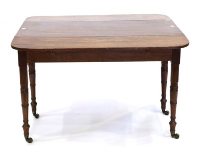 Lot 1429 - A Late George III Mahogany Pembroke Table, circa 1820, with reeded edge and two rounded drop leaves