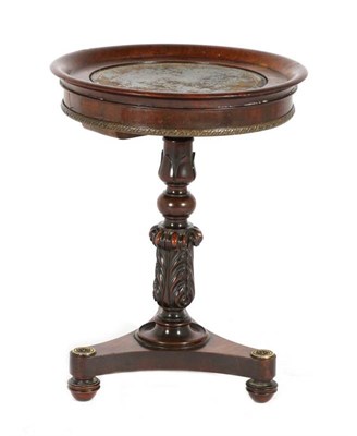 Lot 1433 - A Late Regency Mahogany Circular Dish-Top Pedestal Table, 2nd quarter 19th century, with worn green