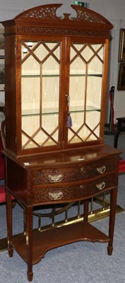 Lot 1436 - A Late 19th/Early 20th Century Mahogany Display Cabinet, stamped Jas Shoolbred & Co, with fret...