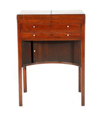 Lot 1440 - A George III Mahogany Campaign Dressing Table, 3rd quarter 18th century, with hinged leaves...