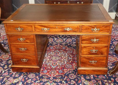 Lot 1466 - A Late Victorian Mahogany Double Pedestal Desk, circa 1890, with a leather writing surface...