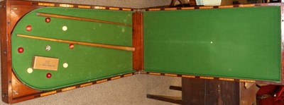 Lot 1478 - A Victorian Mahogany Folding Bar Billiards Table Top Game, late 19th century, the hinged lid...
