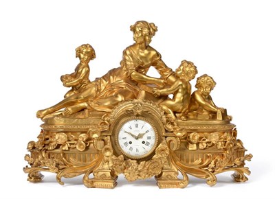 Lot 965 - A Fine Bronze Ormolu Striking Mantel Clock, signed Deniere, Ft De Bronzes, A Paris, circa 1870, the