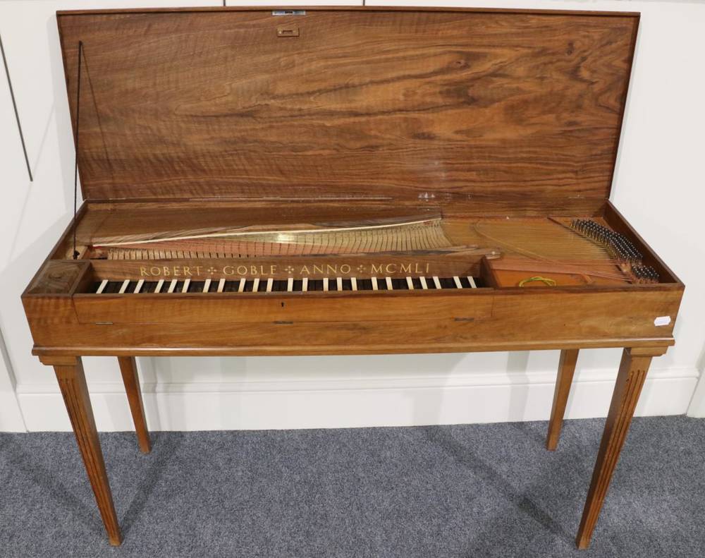 Lot 1568 - Clavichord By Robert Goble 1951 with 4 1/2 octave keyboard, rosewood faced natural keys and...