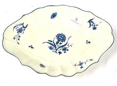 Lot 9 - A First Period Worcester Porcelain Dessert Dish, circa, 1775, of fluted oval form, printed in...
