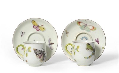 Lot 18 - A Pair of Chelsea Porcelain Coffee Cups and Trembleuse Saucers, en suite to the preceding lot