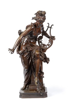 Lot 999 - Albert Carrier-Belleuse (French, 1824-1887): A Patinated Bronze Figure of Harmonie, as a maiden...