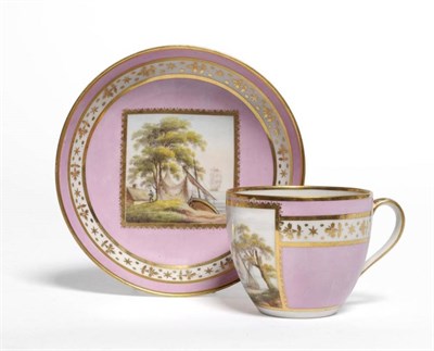 Lot 31 - A Derby Porcelain Cabinet Cup and Saucer, circa 1790, painted in the manner of George Robertson...