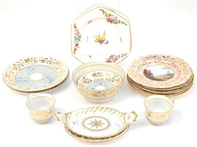 Lot 46 - A Chamberlains Worcester Porcelain Part Tea Service, circa 1820, painted in grey with marbled...