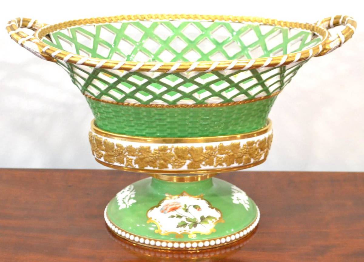 Lot 67 - A Spode Porcelain Oval Basket on Stand, matching the preceding lot