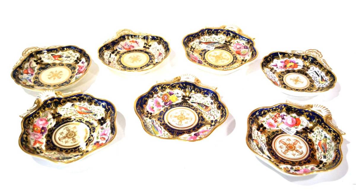 Lot 86 - A Set of Four Porcelain Shell Dishes, en suite to the preceding lot, 23.5cm wide; and Four...