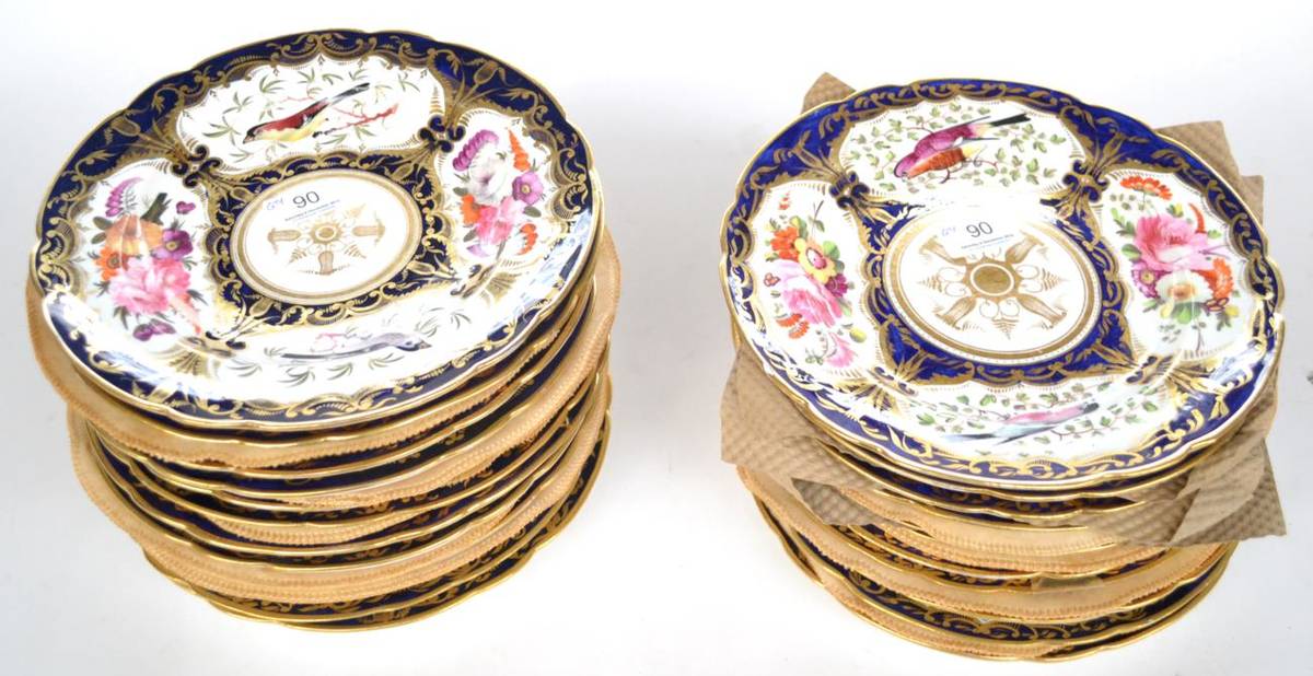 Lot 90 - A Set of Thirty-Three Porcelain Dinner Plates, en suite to the preceding lot, 24.5cm diameter