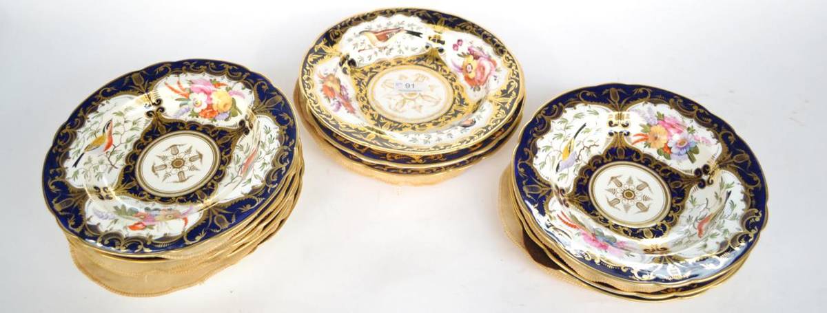 Lot 91 - A Set of Eleven Porcelain Soup Plates, en suite to the preceding lot, 25cm diameter