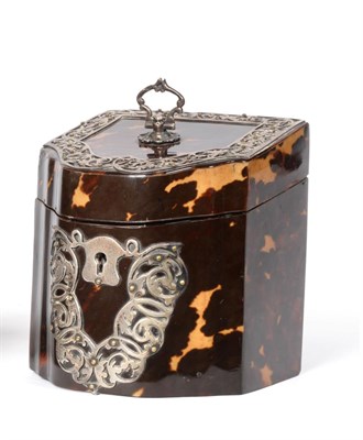 Lot 1010 - An Edwardian Tortoiseshell and Silver Mounted Tea Caddy, the silver Martin Hall & Co Ltd, Sheffield