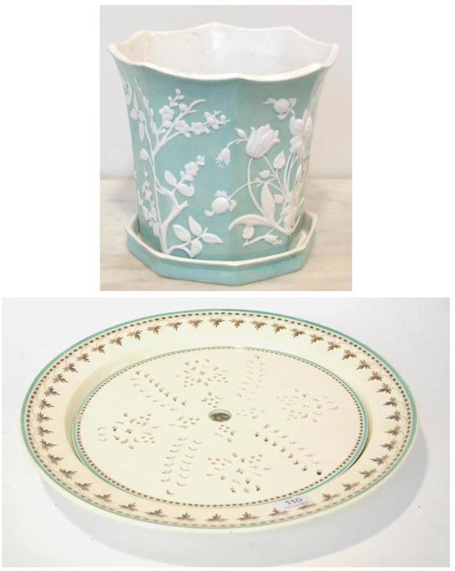 Lot 110 - A Wedgwood Creamware Circular Dish and Pierced Drainer, early 19th century, painted in brown with a