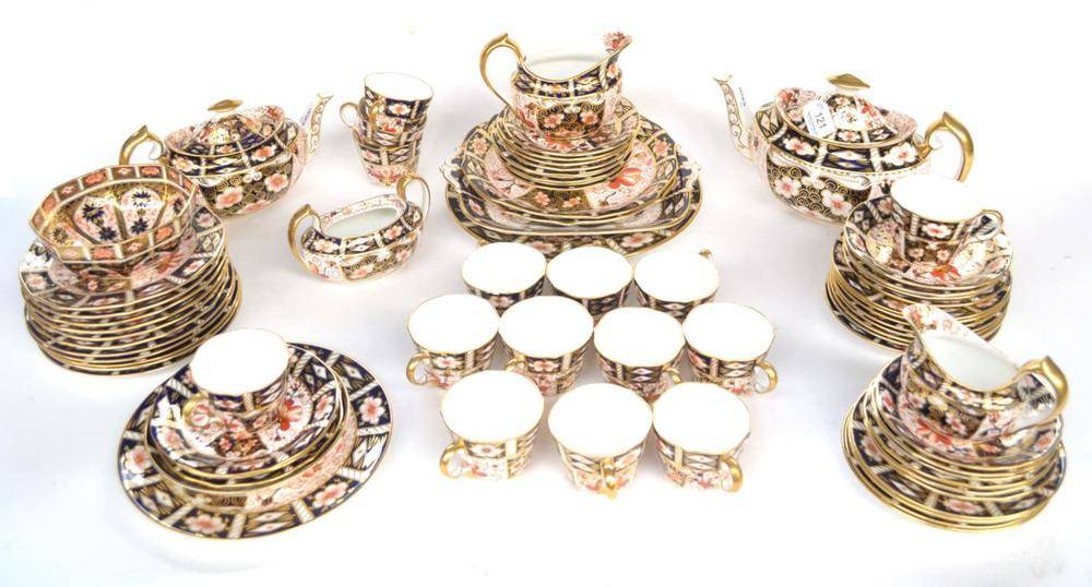 Lot 121 - A Royal Crown Derby Porcelain Tea Service, 20th century, various dates, decorated with an Imari...