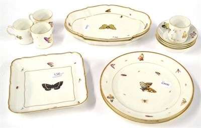 Lot 136 - A French Porcelain Dessert and Coffee Service, circa 1800, painted with butterflies within gilt...