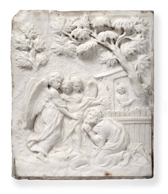 Lot 1018 - A Relief Carved White Marble Panel, possibly Italian, 17th century, depicting a kneeling...