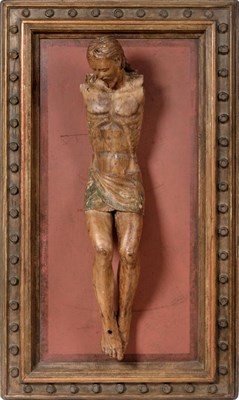 Lot 1019 - A Carved and Painted Wood and Gesso Corpus Christi, possibly Spanish, 17th century, with green...