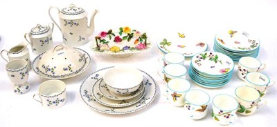 Lot 158 - A Limoges Porcelain Part Coffee Service, 20th century, decorated with Chantilly sprig decoration; A