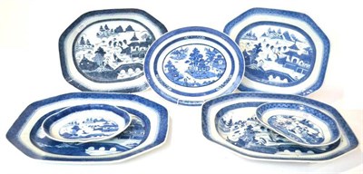 Lot 170 - A Pair of Chinese Porcelain Dessert Dishes, circa 1800, of kidney shape painted in underglaze...