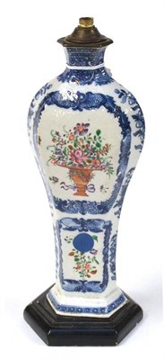 Lot 175 - A Chinese Porcelain Baluster Vase, Qianlong, of flattened hexagonal form painted in famille...