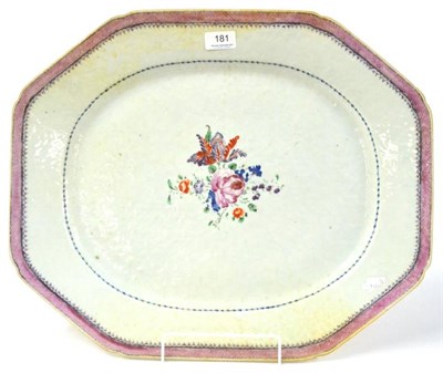 Lot 181 - A Chinese Porcelain Meat Platter, Qianlong, painted in famille rose enamels with a flower spray...