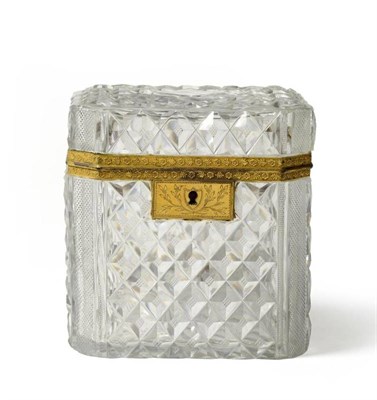 Lot 199 - A French Gilt Metal Mounted Cut Glass Casket and Hinged Cover, 19th century, with allover...