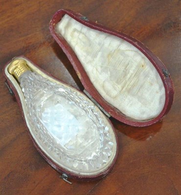 Lot 223 - An Early 19th Century Cut Glass and Engraved Scent Bottle, of flattened lozenge form, 9.5cm...