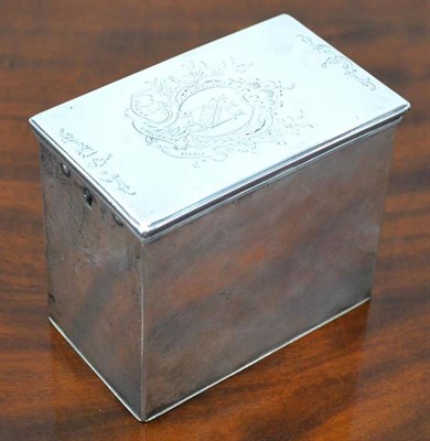 Lot 224 - A George III Silver Tea Caddy, John Swift, London 1763, rectangular, the hinged cover with a...