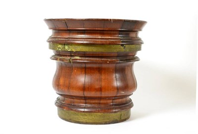 Lot 1034 - A Brass Bound Mahogany Peat Bucket, early 19th century, of staved baluster form with flared...