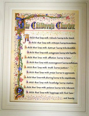 Lot 235 - Illuminated Calligraphy Kipling (Rudyard), If;  idem, England,  Anon., Children's Charter,...