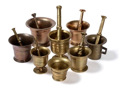 Lot 1035 - A Collection of Eight 17th, 18th and 19th Century Bronze Mortars and Pestles, including an...