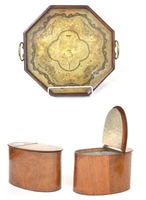 Lot 271 - A Pair of Walnut Tea Caddies, 19th century, of oval form with hinged covers, 16.5cm long; and A...