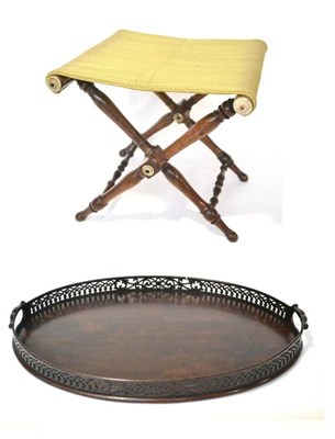 Lot 281 - A Late Georgian Mahogany Oval Tray, with pierced handles and borders, 59cm wide; and A...