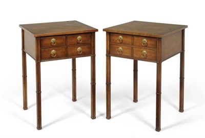 Lot 310 - A Pair of 20th Century Parquetry Decorated Side Tables, of square form, each with two frieze...