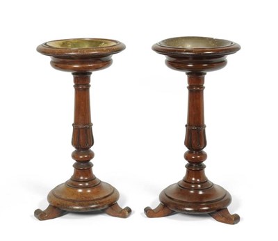 Lot 313 - A Pair of Early Victorian Carved Mahogany Jardinières, circa 1840, the circular dished tops...